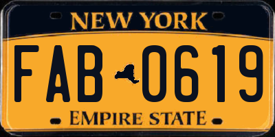 NY license plate FAB0619