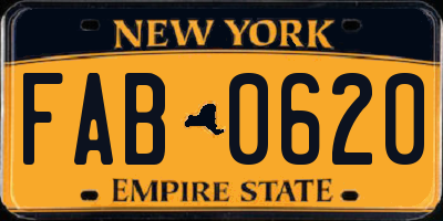 NY license plate FAB0620