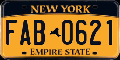 NY license plate FAB0621