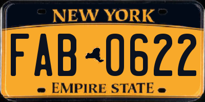 NY license plate FAB0622