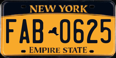 NY license plate FAB0625