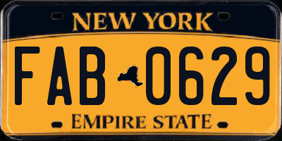 NY license plate FAB0629