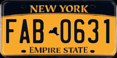 NY license plate FAB0631