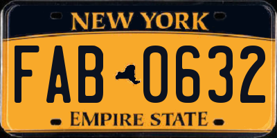 NY license plate FAB0632