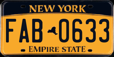 NY license plate FAB0633