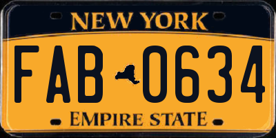 NY license plate FAB0634