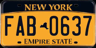 NY license plate FAB0637