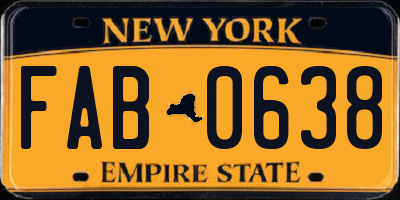 NY license plate FAB0638