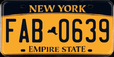 NY license plate FAB0639