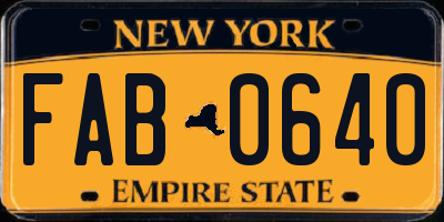 NY license plate FAB0640