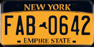 NY license plate FAB0642