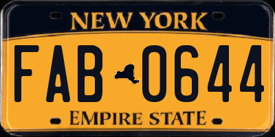 NY license plate FAB0644