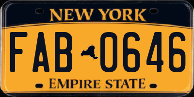 NY license plate FAB0646