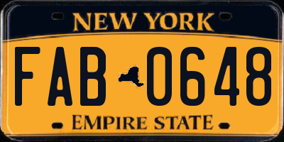 NY license plate FAB0648