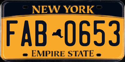 NY license plate FAB0653