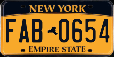 NY license plate FAB0654