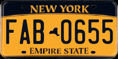 NY license plate FAB0655