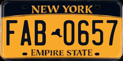 NY license plate FAB0657