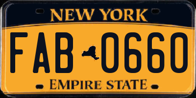 NY license plate FAB0660