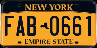 NY license plate FAB0661