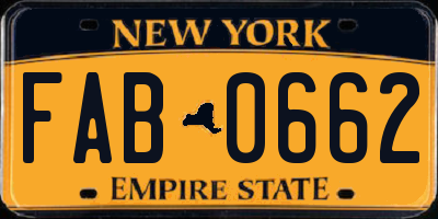 NY license plate FAB0662