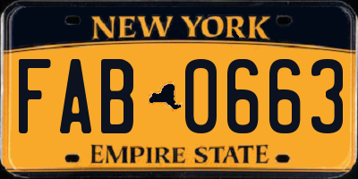 NY license plate FAB0663