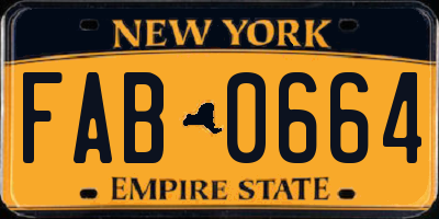 NY license plate FAB0664