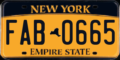 NY license plate FAB0665