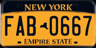 NY license plate FAB0667