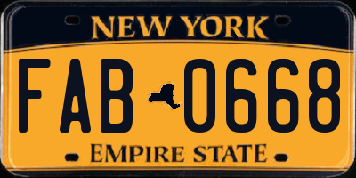 NY license plate FAB0668