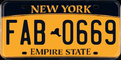 NY license plate FAB0669