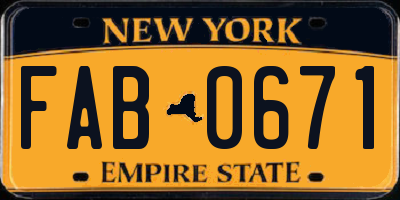 NY license plate FAB0671