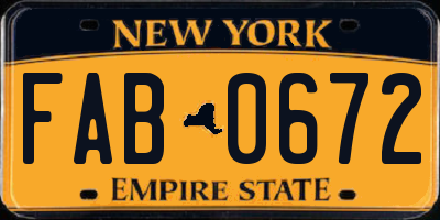 NY license plate FAB0672