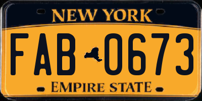 NY license plate FAB0673