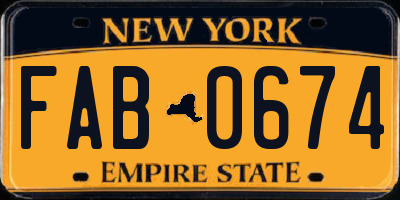 NY license plate FAB0674