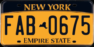 NY license plate FAB0675