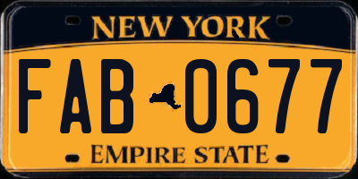 NY license plate FAB0677