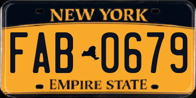 NY license plate FAB0679