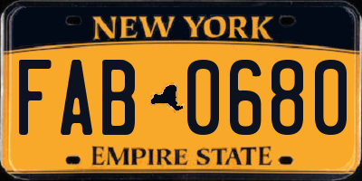 NY license plate FAB0680