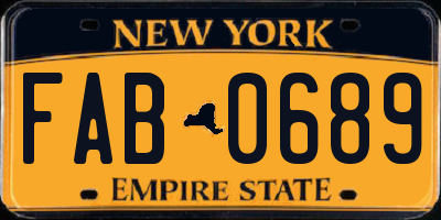 NY license plate FAB0689