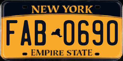 NY license plate FAB0690