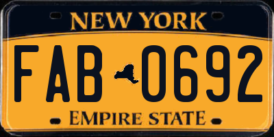 NY license plate FAB0692