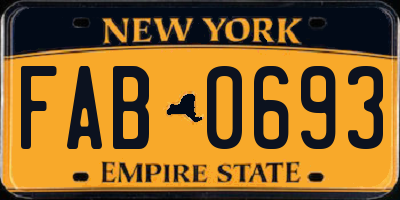 NY license plate FAB0693