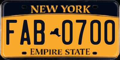 NY license plate FAB0700