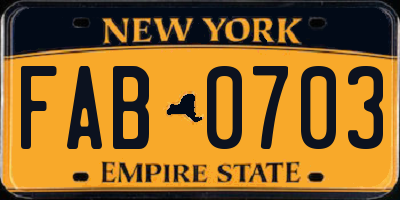 NY license plate FAB0703