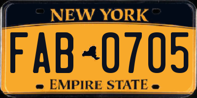 NY license plate FAB0705