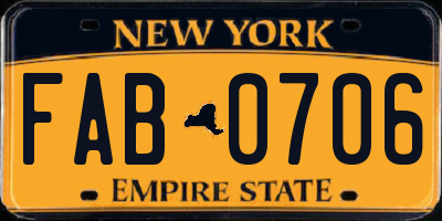 NY license plate FAB0706