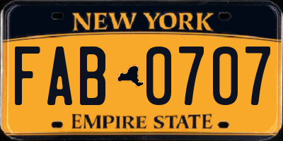 NY license plate FAB0707