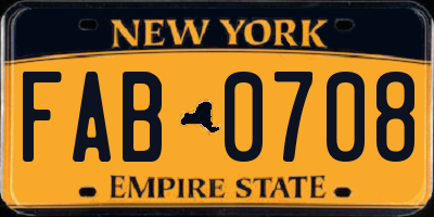 NY license plate FAB0708