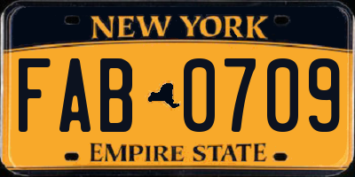 NY license plate FAB0709